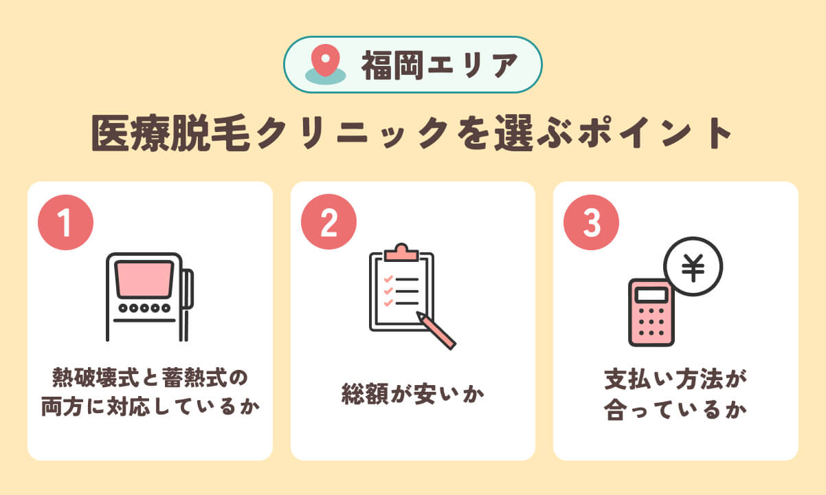 福岡の医療脱毛クリニックを選ぶポイント